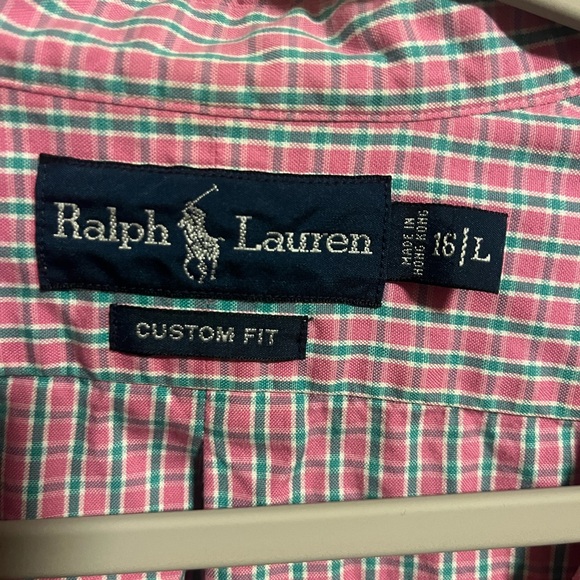 Ralph Lauren Men's Pink/Green/White Plaid Shirt - Picture 2 of 4